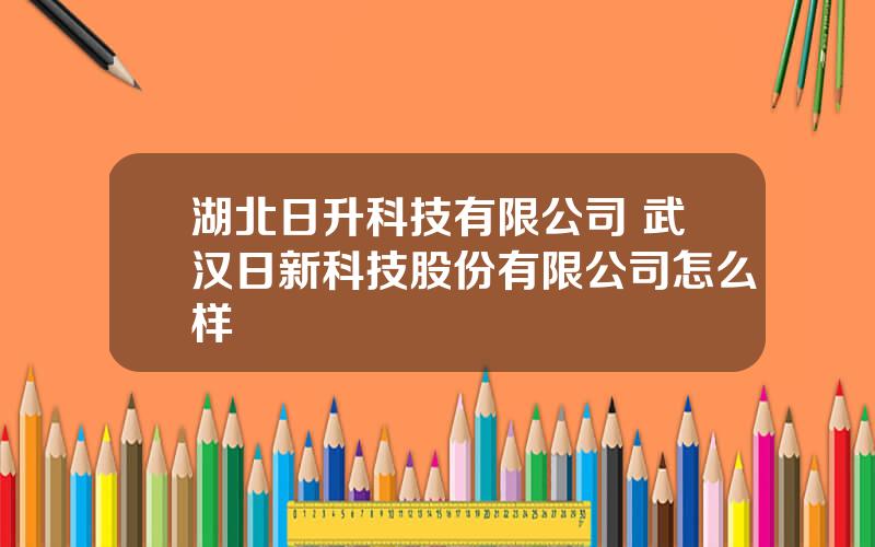 湖北日升科技有限公司 武汉日新科技股份有限公司怎么样